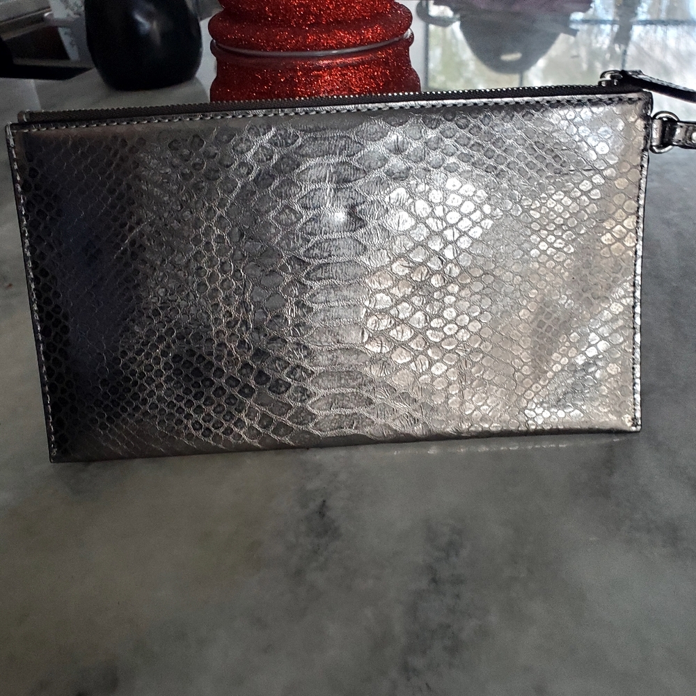 Michael Kors Metallic Silver Python/Snake Embosse… - image 5